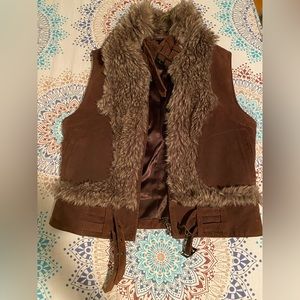 Maille Demoiselle Faux Suede & Fur Vest, Small Women